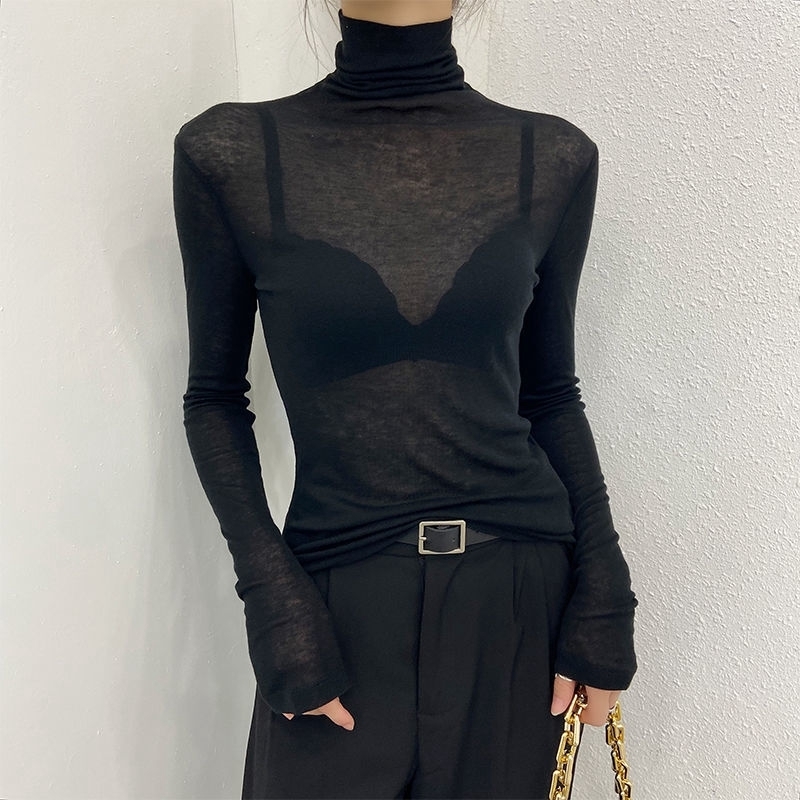 Fashion Basic Turtleneck Long Sleeve Women T-shirt Autumn Winter Slim Stretch Tops Ladies Sexy Tees Plus Size 220321