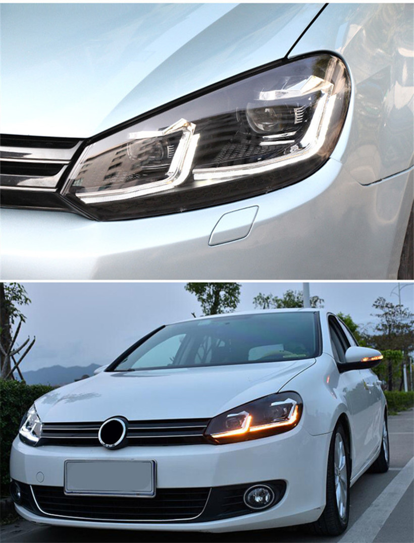 Car Lights For Golf 6 MK6 Jetta 2009-2012 Headlights Variant Golf6 LED Dual Beam Lens Headlights Daily Turn Siganl Lamp