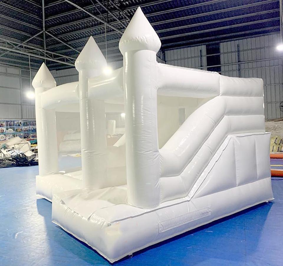 Commercial Wedding White Inflatable Bounce House Combo With Slide Bouncer Jumping Bouncy Castle For Kids Birthday Party Free Blower