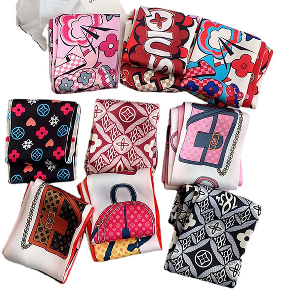 22ss 8style Brand Desinger Letters Print Bowknot Bags Scarves Accessories Silk Handle Wraps Muffler Wallet Purse Handbag Women Bag Paris
