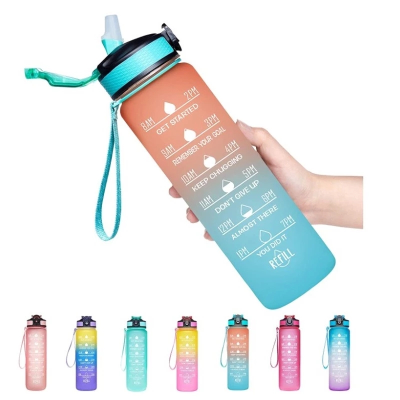 Creative Sport Bottle Durable 1000ML Kettle Gradient Color Cycling Water Bottle for Fitness Training Drinking Cups