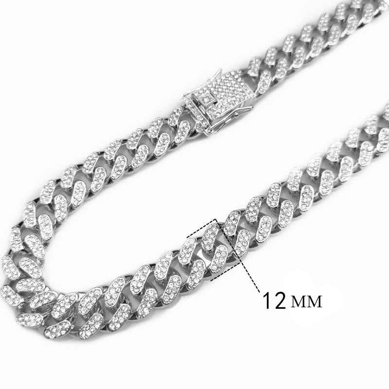 125mm Pet Dog Jewelry Rhinestone Dog Chain Collar Metal Strong Gold Cuban Link with Diamond Collar for Dogs Puppy Cat Dog Chain
