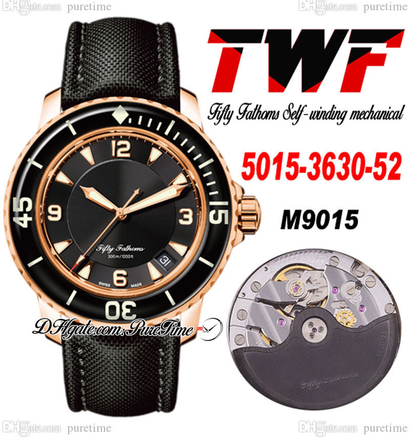 2022 TWF Fifty Fathoms 5015-3630-52 Miyota 9015 Automatic Mens Watch Rose Gold Black Dial Sail-Canvas Strap Super Edition Puretime B2, Enhanced waterproofing service
2022 TWF Fifty Fathoms 5015-3630-52 Miyota 9015 Automatic Mens Watch Rose Gold Black Dial Sail-Canvas Strap Super Edition Puretime B2, Enhanced waterproofing service