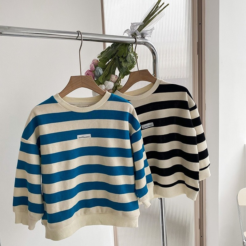 Hoodies & Sweatshirts Spring fashion Girls cotton striped sweatshirts Kids loose 220823