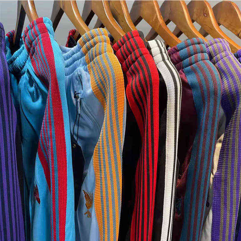 Multicolor Side Stripe Needles Pants Men Women High Quality Embroidered Butterfly AWGE Needles Track Pants Trousers T220722