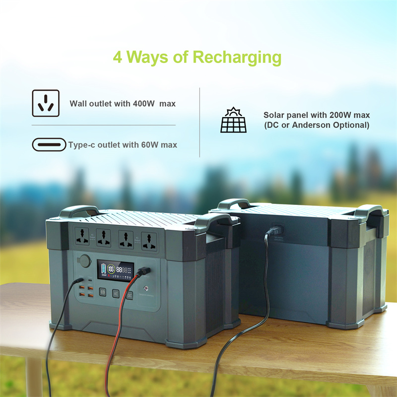 Portable Power Station 2000W Portable Powers Source with 11 Outlets for Camping Electric Vehicles RV Home Use Emergency