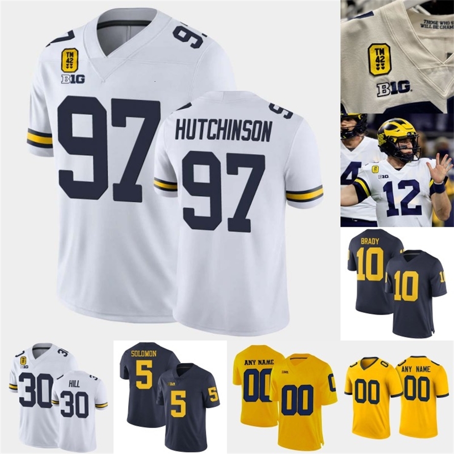 Mit rare Michigan Wolverines Aidan Hutchinson TM 42 Football Jersey Daxton Hill Donovan Edwards Tom Brady Cade McNamara Christopher Hinton, Yellow 2
Mit rare Michigan Wolverines Aidan Hutchinson TM 42 Football Jersey Daxton Hill Donovan Edwards Tom Brady Cade McNamara Christopher Hinton, Yellow 2