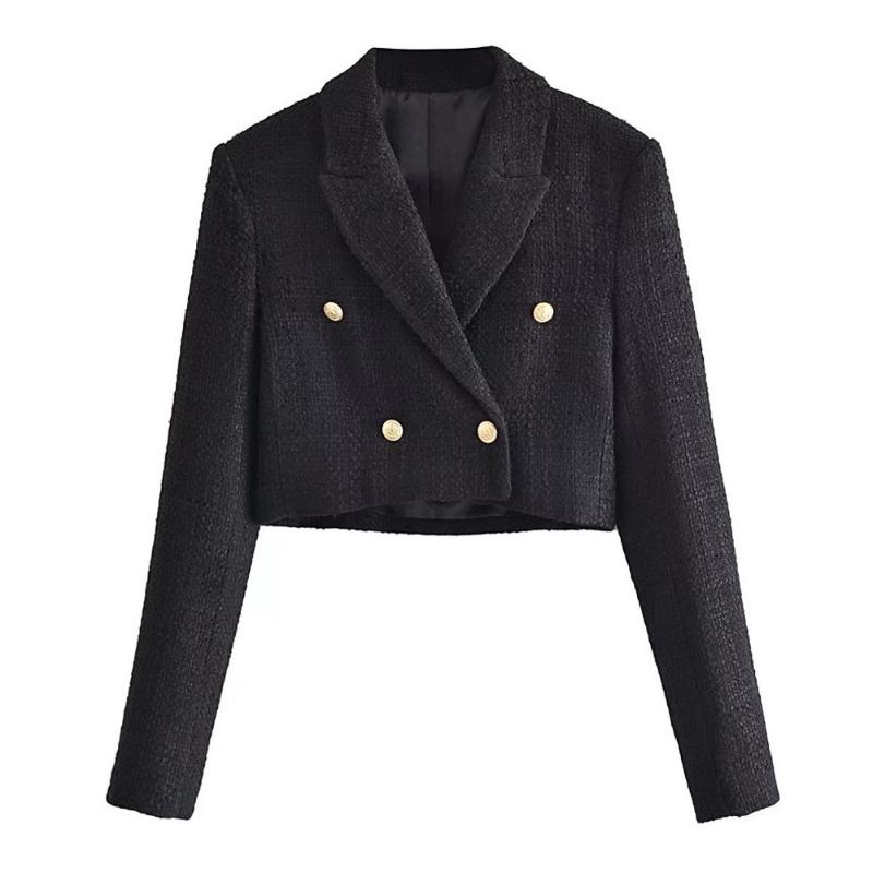 Women's Suits & Blazers Huaxiafan Women Fashion Tweed Cropped Blazer Coat Vintage Long Sleeve Front Buttons Female Outerwear Chic Veste Femm, As picture
Women's Suits & Blazers Huaxiafan Women Fashion Tweed Cropped Blazer Coat Vintage Long Sleeve Front Buttons Female Outerwear Chic Veste Femm, As picture