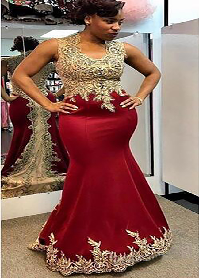 Arabic Style Burgundy and Gold Evening Dresses Sweep Train Cap Sleeve Applique Beaded Mermaid Formal Prom Party Gowns Robe De Soiree