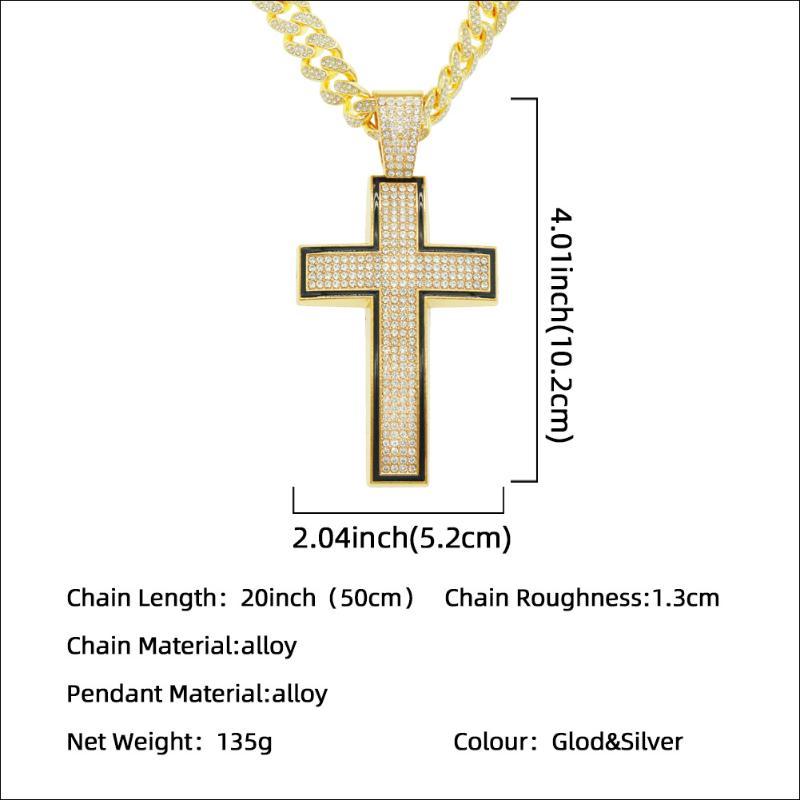 Pendant Necklaces Hip Hop Iced Out Cuban Chains Bling Diamond Sliver Mens Necklace Miami Big Gold Chain Charm Jewelry For Men ChokerPe