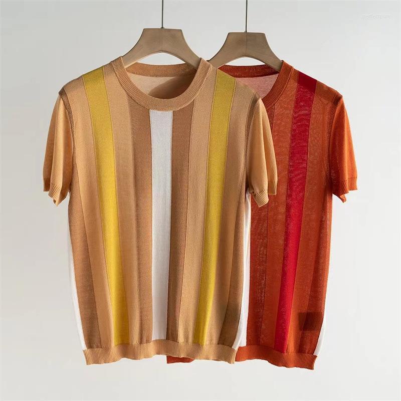 Women' Sweaters Contrast Color Vertical Striped Mulberry Silk Cotton Sweater Women T-shirt Thin TopWomen' Perf22, Yellow and white
Women' Sweaters Contrast Color Vertical Striped Mulberry Silk Cotton Sweater Women T-shirt Thin TopWomen' Perf22, Yellow and white