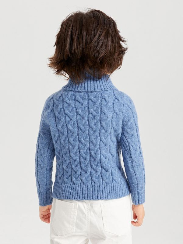 Toddler Boys Turtle Neck Cable Knit Sweater SHE