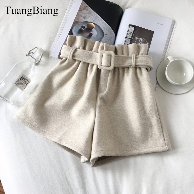 Wool Thick Ladies Loose Sashes Spring Shorts Elastic Waist Wide leg Shorts Autumn Vintage Thicken High waist Shorts Y200403, Apricot
Wool Thick Ladies Loose Sashes Spring Shorts Elastic Waist Wide leg Shorts Autumn Vintage Thicken High waist Shorts Y200403, Apricot