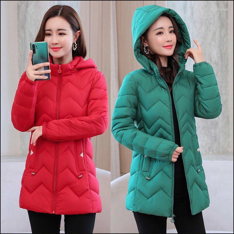 Women's Down & Parkas Jacket Women Autumn Winter Cotton-padded Clothes Long Fashion Leisure Black Brim Show Thin 2022 JLYwg02 Luci22