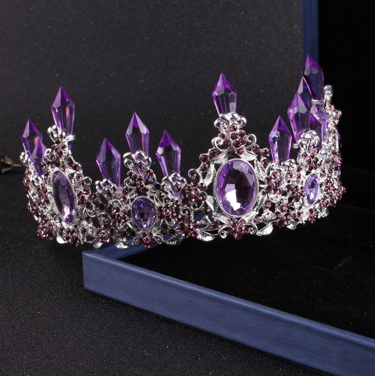 Purple Crystal Bridal Jewelry Sets Necklaces Earrings Crown Tiaras Set African Beads Jewelry Set Wedding Dress Accessories 220716