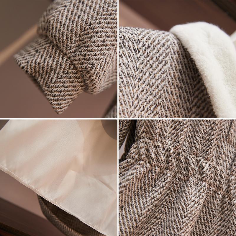 Casual Dresses Autumn Winter Large Size Womens Woolen Dress Fashion Buckle Retro Temperament Slim Femme Vestidos