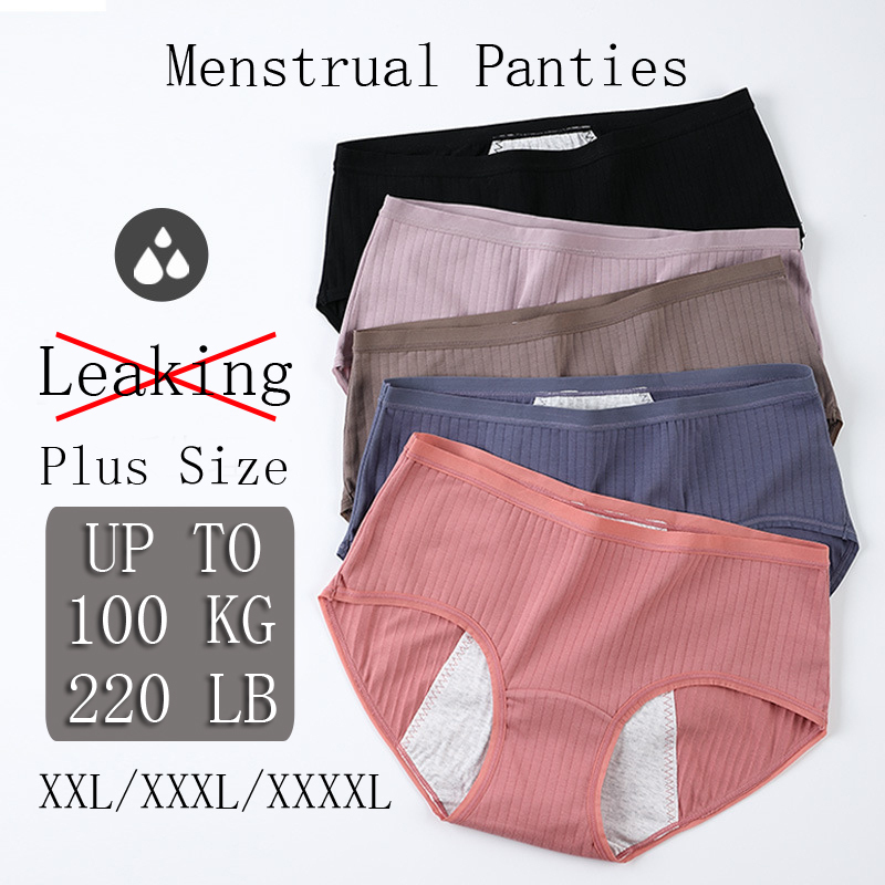 3 PiecesPack Plus Size Cotton Menstrual Pants Women Underwear Physiological Panties Leak Proof Waterproof Drop 2XL4XL 201112