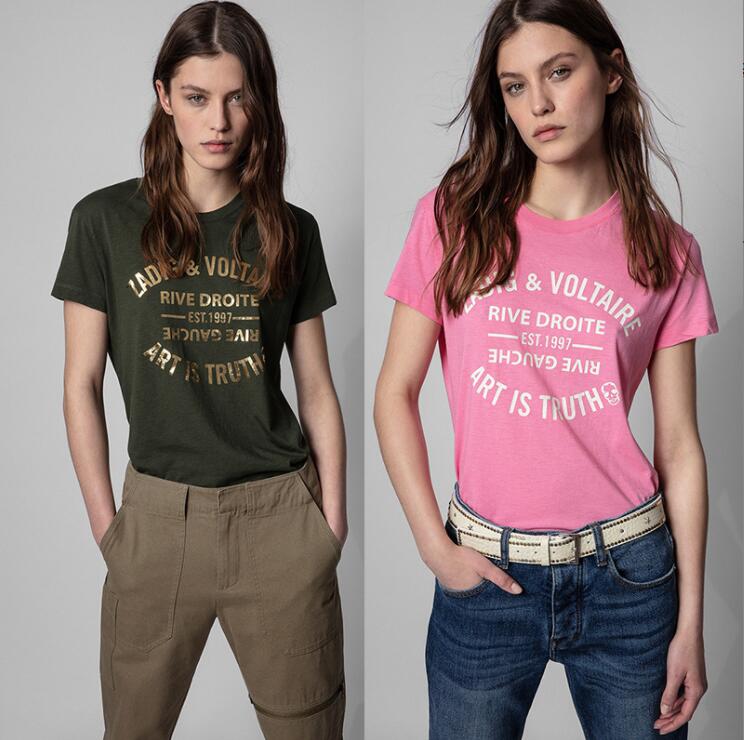 Women' T-Shirt Summer 2022 New French niche ZADIG tear letter bronzing printing cotton short sleeve, Army green
Women' T-Shirt Summer 2022 New French niche ZADIG tear letter bronzing printing cotton short sleeve, Army green