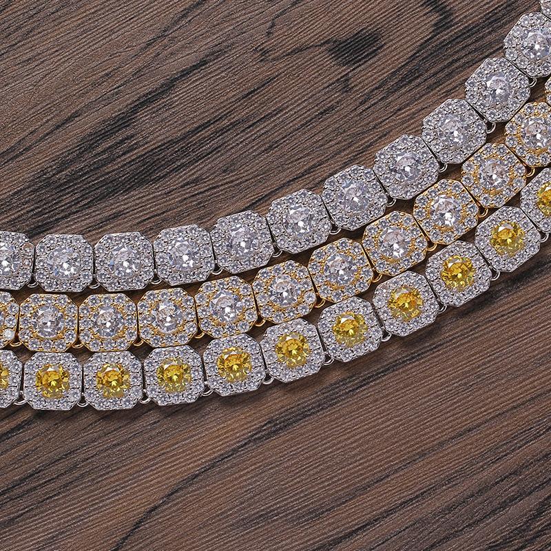 Chains 12mm Wide Hip Hop Bg Iced Out Geometric Square 5A CZ Stone Tennis k Chain Chokers Necklaces For Women Men Rapper JewelryChains