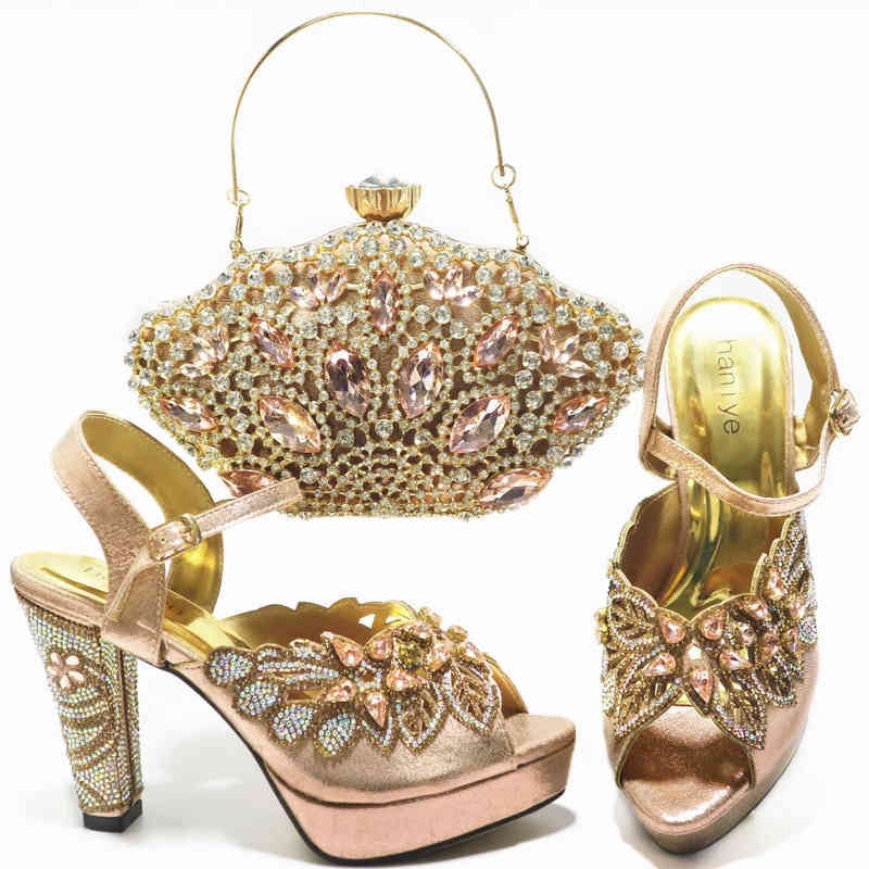 Sandals Dress Shoes Silver New High Heels And Bags To Match Set Decorated With Rhinestone Wedding Clutch And Bag Sets 220325