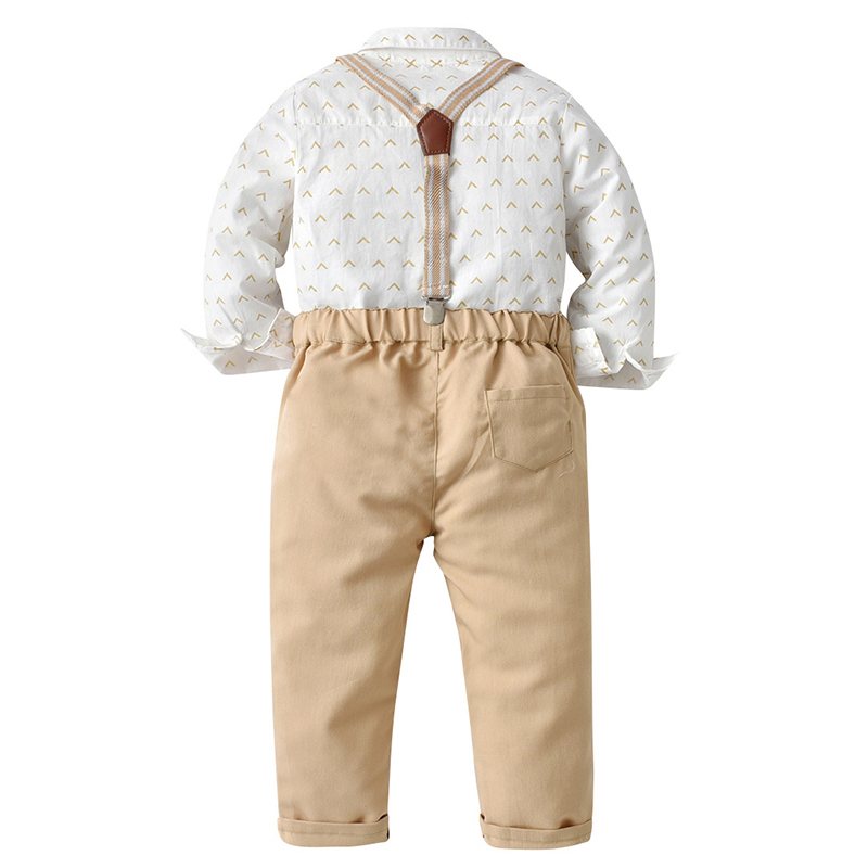 Baby Boy Clothing Set Dress Suit Gentleman Shirt With Bow Tie +Trousers Sets Party Wedding Handsome Kids Boys Clothes 220326