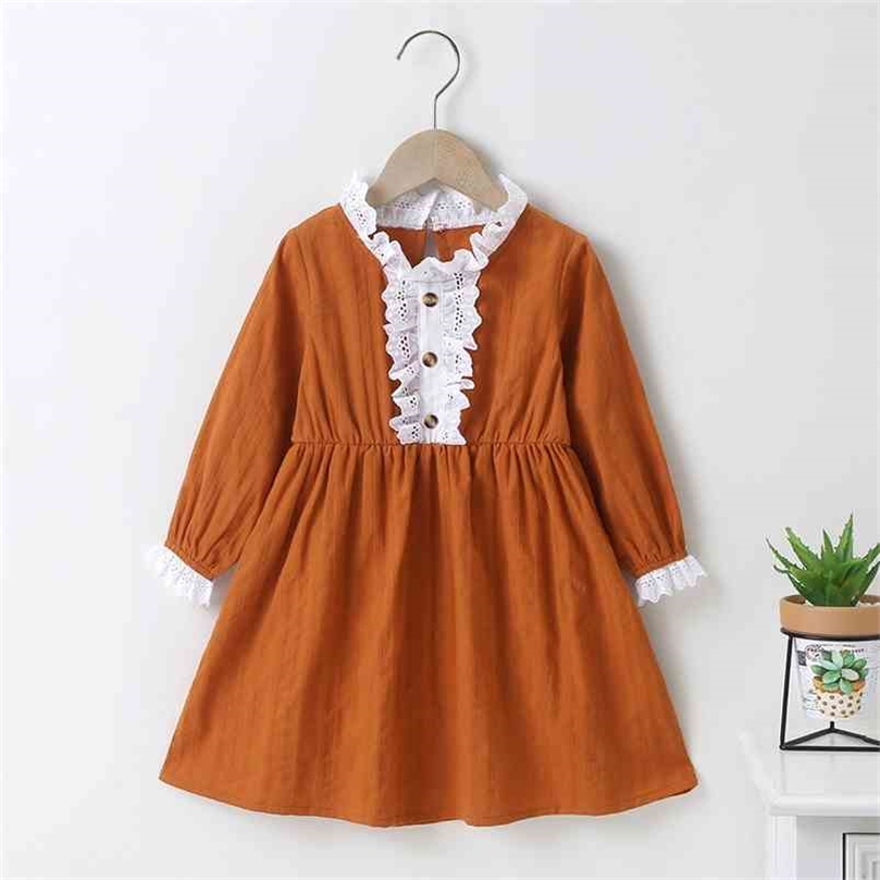 Autumn Winter Girls Dress Long Sleeve Lace Brown Patchwork Cute Sweet Baby Vestidos 2-6T 210629
Autumn Winter Girls Dress Long Sleeve Lace Brown Patchwork Cute Sweet Baby Vestidos 2-6T 210629