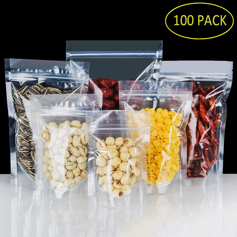 100pcs PET Transparent Zip Lock Plastic Bags Mylar Bag Zip lock Stand Up Food Spice Powder Packaging Pouch Clear
100pcs PET Transparent Zip Lock Plastic Bags Mylar Bag Zip lock Stand Up Food Spice Powder Packaging Pouch Clear