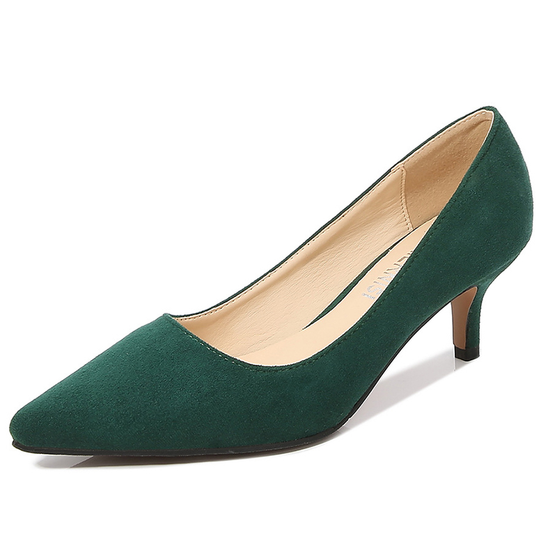 High Heel Pumps 5CM Shoes Work Flock Low Large Size 35- women's Girl Stiletto Professional Casual 220324