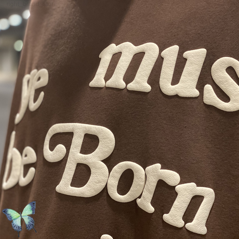 Brown Foam Ye Must Be Born Again Fleece Hoodie Sweatshirt Warm Winter Men Women Dress Pullovers W220812