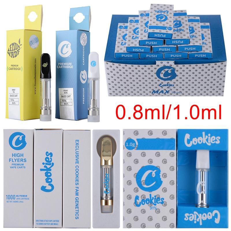 Cookies Atomizers Premium Sauce Carts High Flyers Empty Vape Pen Cartridges Packaging 0.8ml 1ml Ceramic 510 Thread Oil Vaporizer Electronic Cigarettes
Cookies Atomizers Premium Sauce Carts High Flyers Empty Vape Pen Cartridges Packaging 0.8ml 1ml Ceramic 510 Thread Oil Vaporizer Electronic Cigarettes
