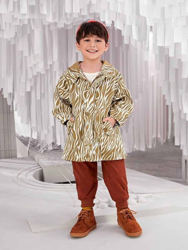 Toddler Boys Allover Print Hooded Coat SHE