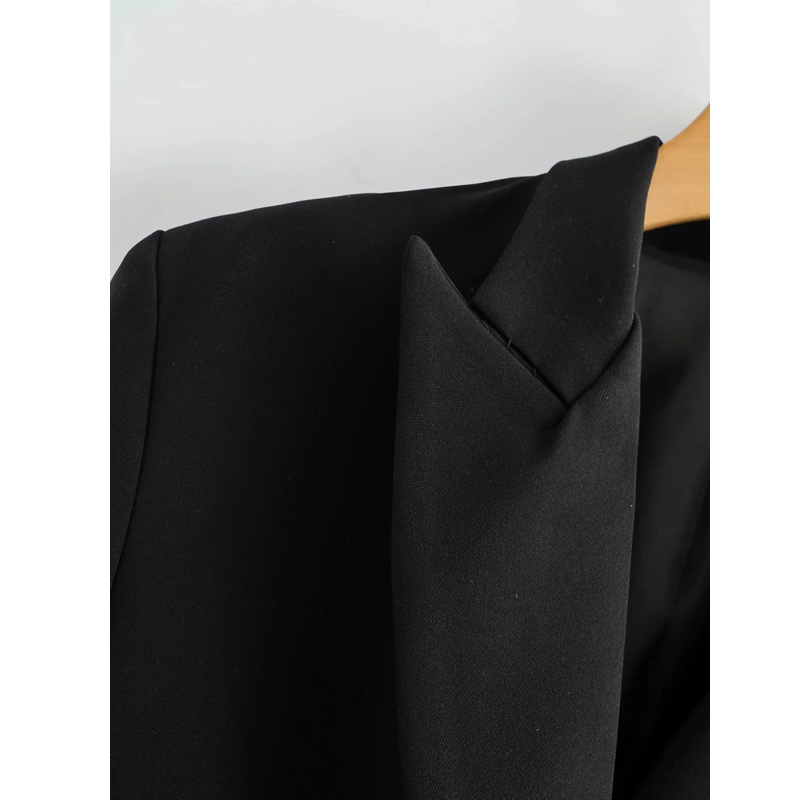 Women Fashion Double-breasted Blazers Coat Vintage Long Sleeves Female Black Slim Tassel Drill Decoration Chic Outerwear 220402