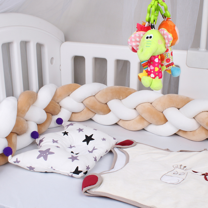 4 Strands Braid Baby Crib Bumper Knot Bed Bumper Nursery Cradle Baby Bedding Room Decor Crib Protector 12cm and 15cm Height 220526
