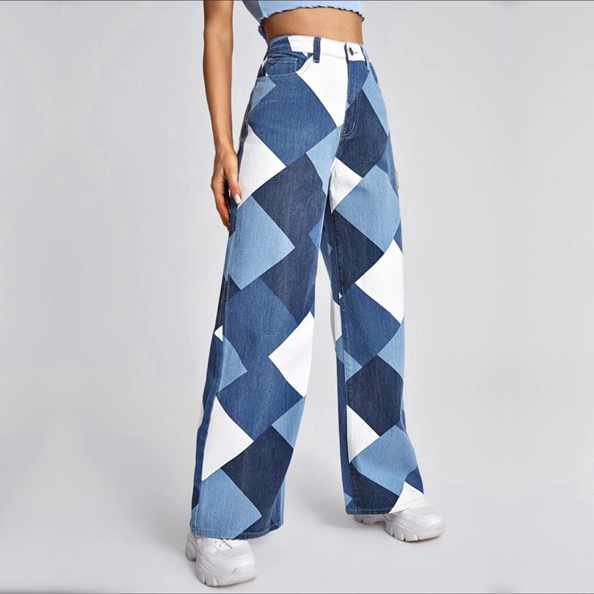 Women's Jeans high waist large straight printed denim trousers casual loose jeans cotton, 03#
Women's Jeans high waist large straight printed denim trousers casual loose jeans cotton, 03#