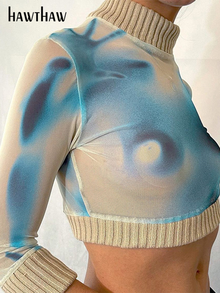 Hawthaw Women Fashion Autumn Winter Long Sleeve Printed Mesh Kntted T Shirt Crop Tops Pullover 2021 Fall Clothes Wholesale Items, Blue
Hawthaw Women Fashion Autumn Winter Long Sleeve Printed Mesh Kntted T Shirt Crop Tops Pullover 2021 Fall Clothes Wholesale Items, Blue