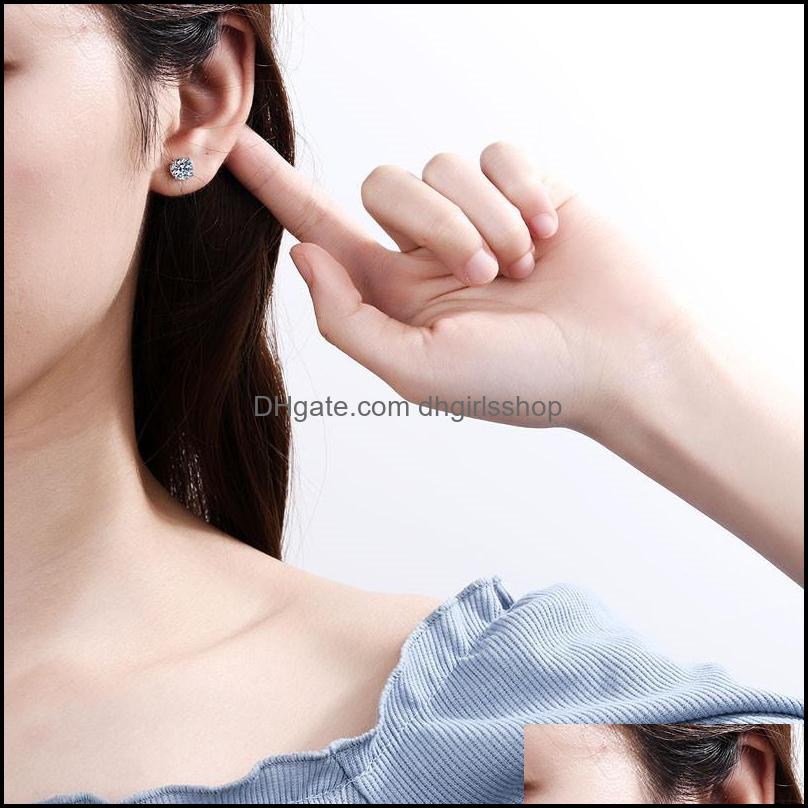 Stud Earrings Jewelry 925 Classic Sier F Color Moissanite Vvs Fine Diamond Earring With Certificate For Women Gift Drop Delivery 2021 Vus89