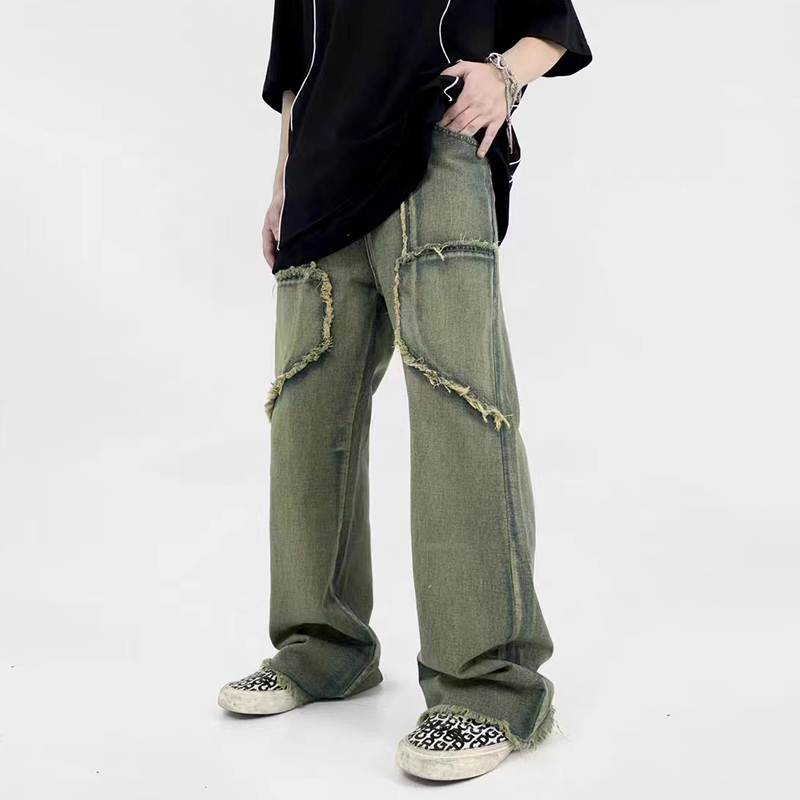 High Street Ripped Frayed Straight Jeans Couple Denim Trousers Loose Washed Oversized Baggy Pants, Blue
High Street Ripped Frayed Straight Jeans Couple Denim Trousers Loose Washed Oversized Baggy Pants, Blue