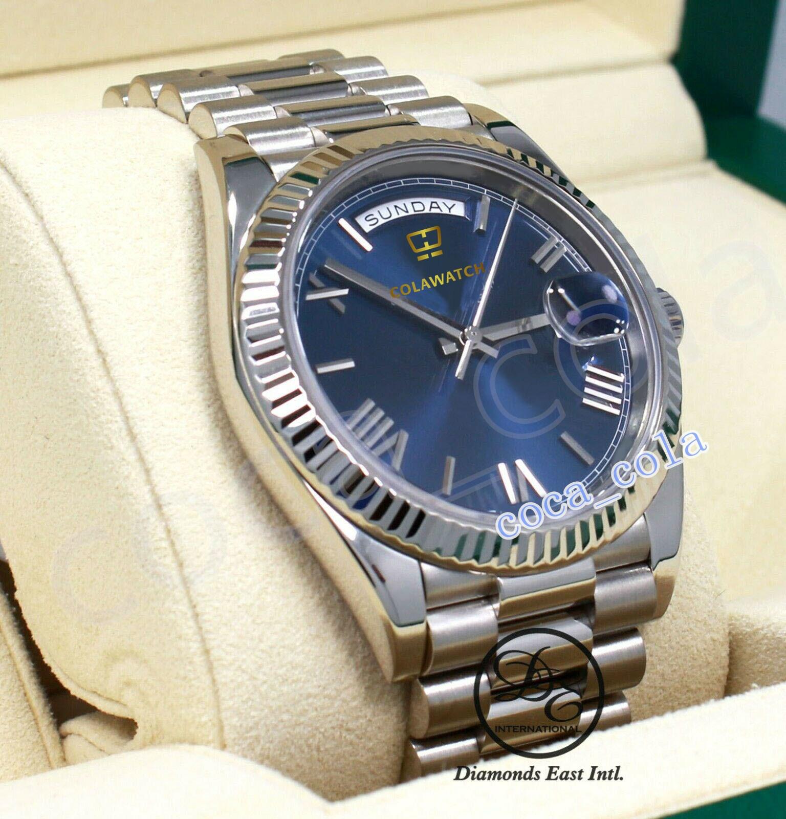 A brand-new Luxury 8 style waterproof WATCH Automatic movement High Quality 40mm Day-Date 18K White Gold Green Roman Dial Men's BF Wristwatches no box
A brand-new Luxury 8 style waterproof WATCH Automatic movement High Quality 40mm Day-Date 18K White Gold Green Roman Dial Men's BF Wristwatches no box