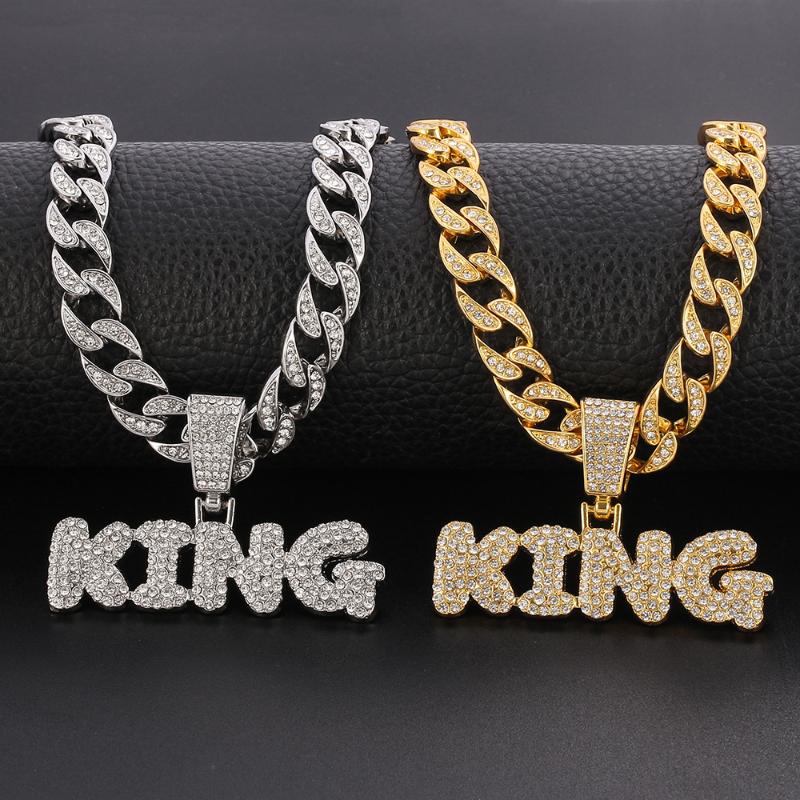 Pendant Necklaces Men's And Women's Hip Hop Punk "King" Letter Rhinestone Cuban Chain Out Shiny Necklace Accessories GiftP
Pendant Necklaces Men's And Women's Hip Hop Punk "King" Letter Rhinestone Cuban Chain Out Shiny Necklace Accessories GiftP