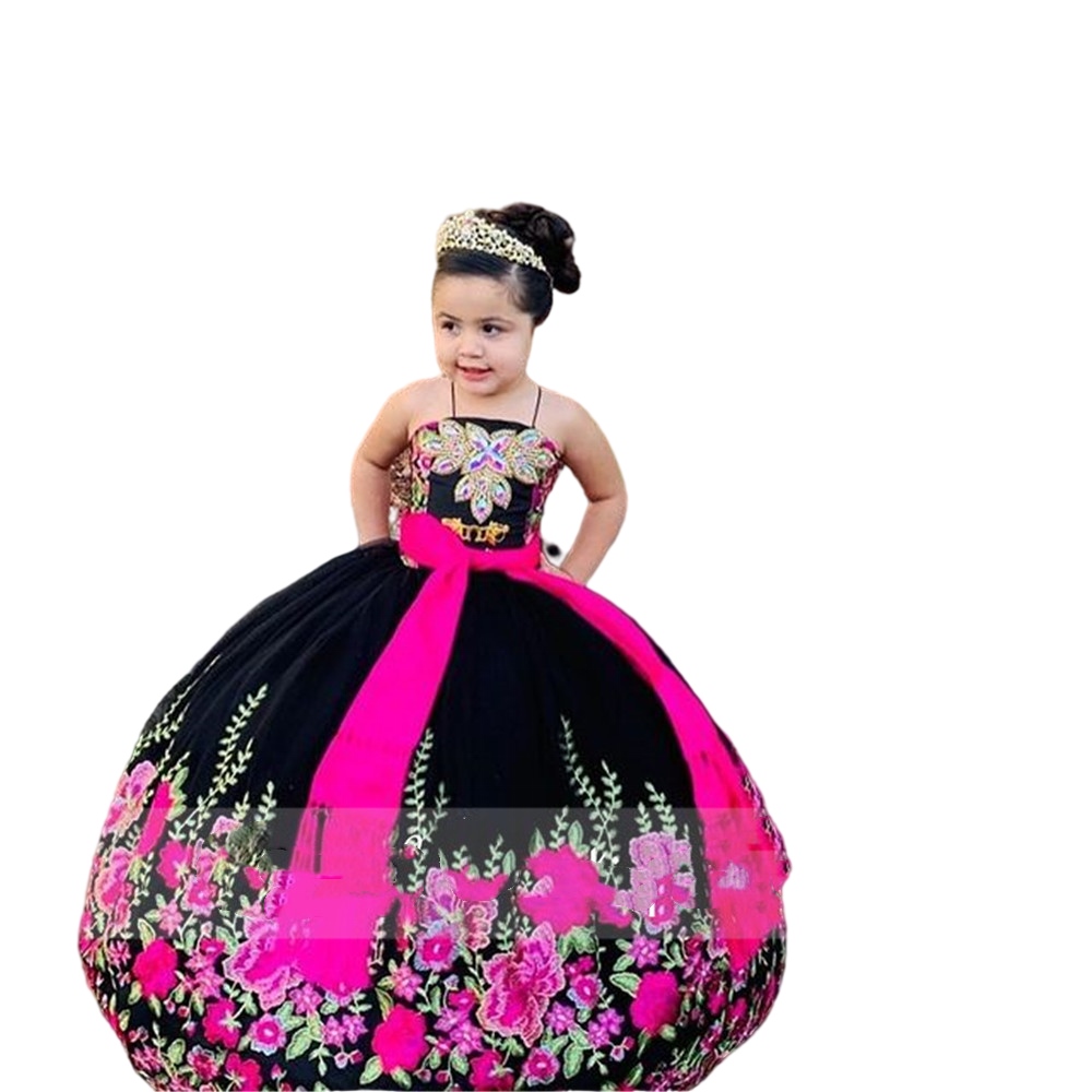 Embroidery Applique mini Quinceanera Dresses Children Princess Dress Beauty Puffy Flower Girl Birthday Dress Photography