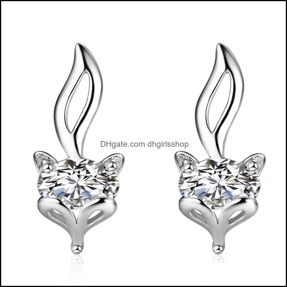 Stud Earrings Jewelry Exquisite Sier Cute Gold Plated Earring Girls Cuff Ear Gift Screw Back Wholes Dhjp0