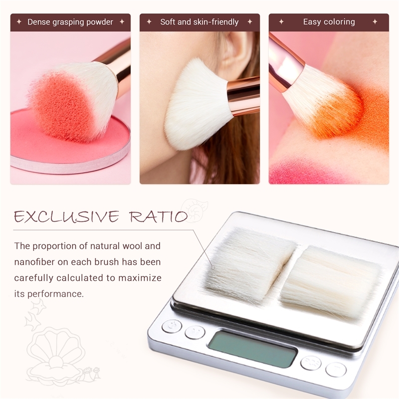 Jessup Makeup brushes set 6-25pcs Pearl White / Rose Gold Professional Make up brush Natural hair Foundation Powder Blushes W220420