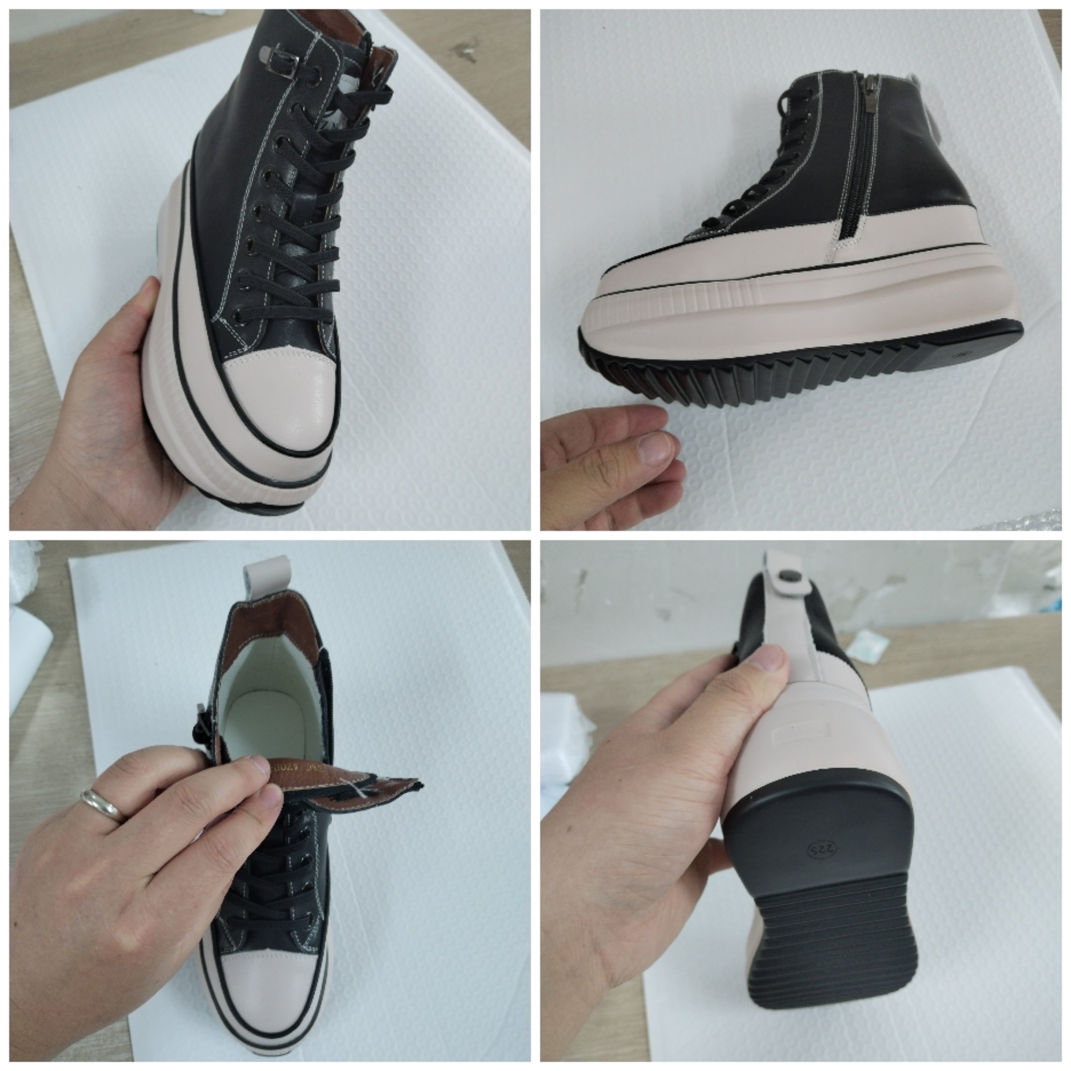 7.5cm Genuine Leather Women Shoes Platform Wedge Sneakers Women Shoes High Top Spring Autumn Summer Shoes Breathable, Black
7.5cm Genuine Leather Women Shoes Platform Wedge Sneakers Women Shoes High Top Spring Autumn Summer Shoes Breathable, Black