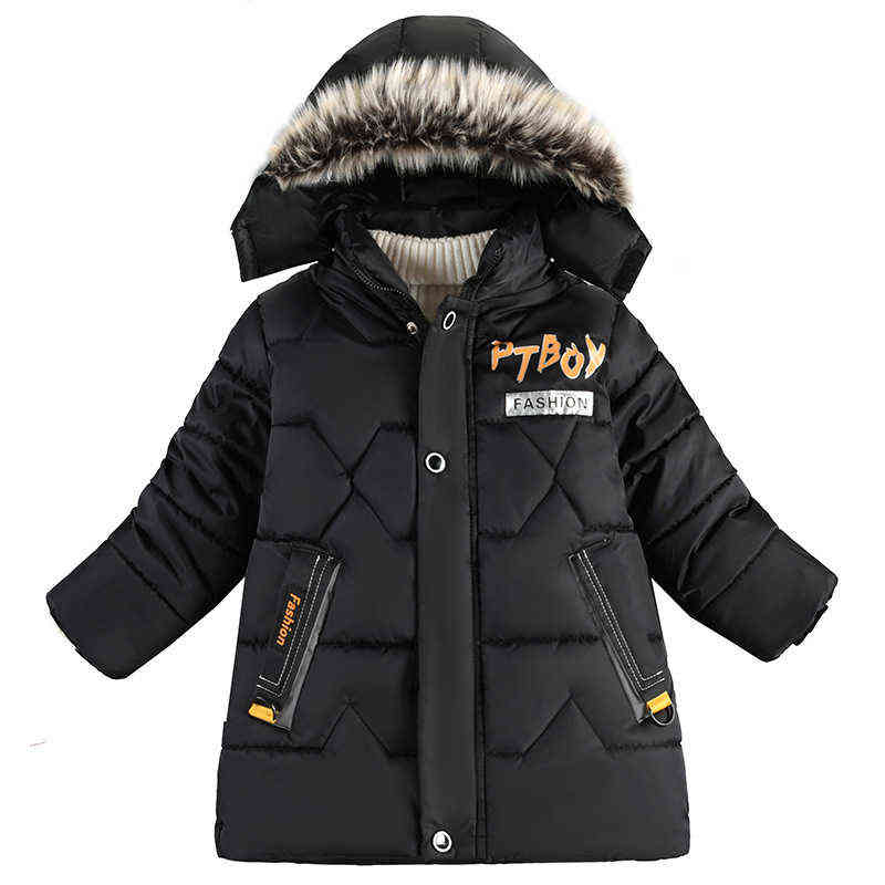 Boys Down Jackets 5-10 Year 2022 Winter Teenager Boy Thick Warm Cotton Hooded Jackets Outerwear Children Clothes Windbreaker Jackets J220718