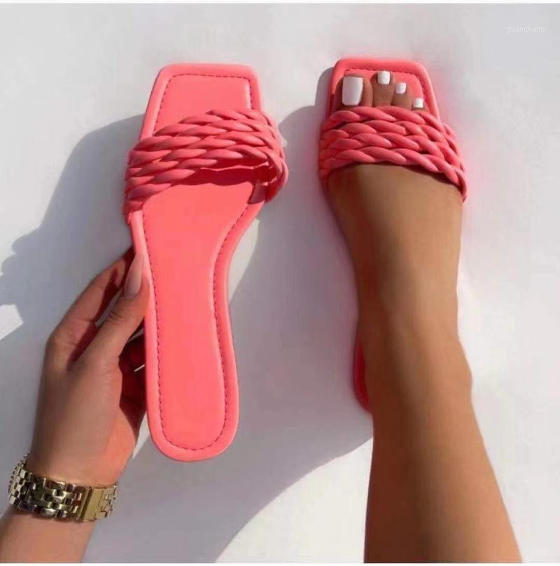 Slippers NAUSK 2022 Flat Women Summer Female Large Size Women's Shoes Flip Flops Sandals, Camel