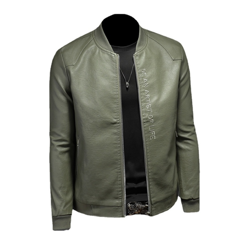 Men's Leather Jacket British Style Casual Simple Lapel Slim Baseball Uniform Leather Jacket Casual Men's Coat Clothing 220816