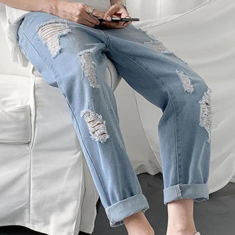 Men's Jeans All Match Trendy Straight Summer Trousers Mid Waist Students Elastic Waists For ShoppingMen's, Light blue
Men's Jeans All Match Trendy Straight Summer Trousers Mid Waist Students Elastic Waists For ShoppingMen's, Light blue