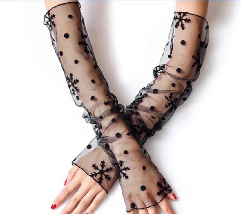 Women's Sun UV Protection Sheer Arm Sleeve Others Apparel Long Ultra-thin Lace Gloves Mesh Tulle Sunscreen Sleeves Fingerless Leg Cuff 1920s Sexy