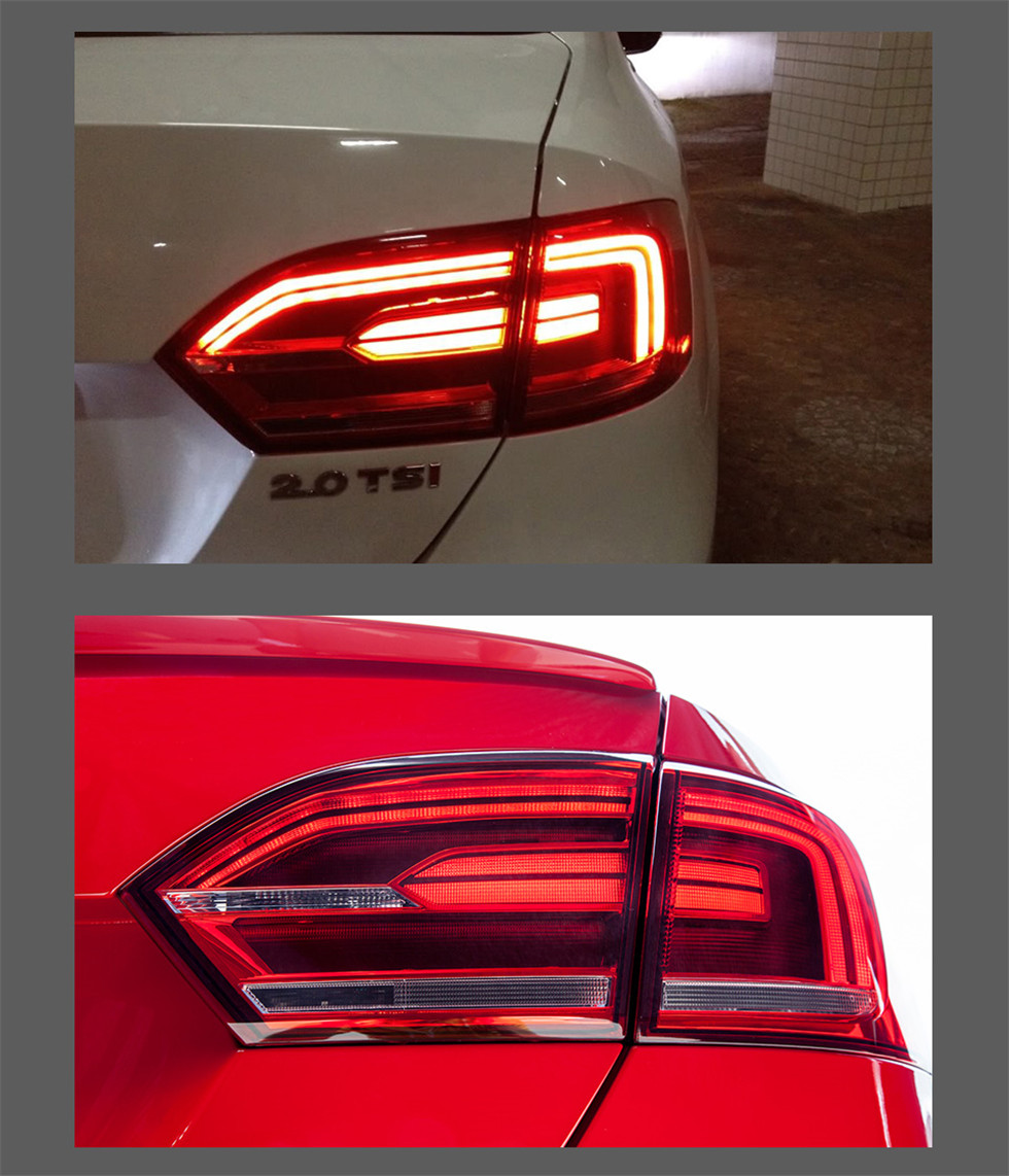 left & right running lights For VW Jetta Sagitar MK6 Tail Light 2012-2014 Full LED Reverse +Fog+Brake Turn Signl Taillights