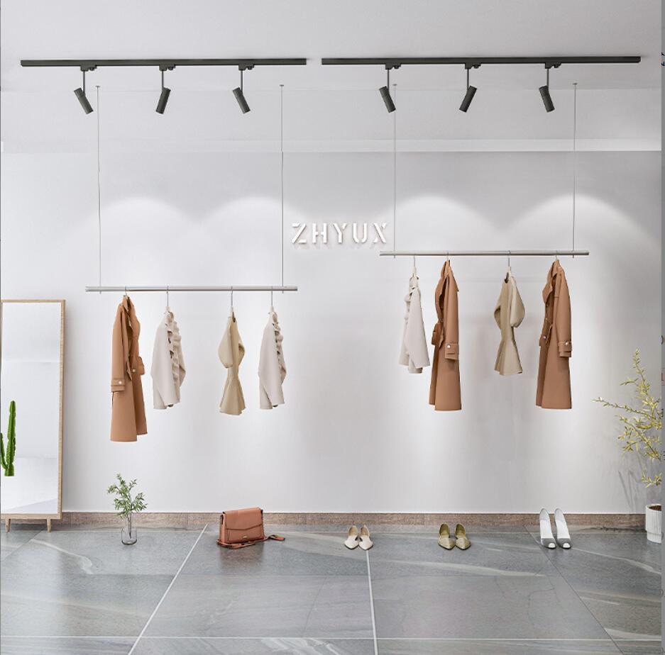 Clothing store window display rack Commercial Furniture wedding dress show side hanging wall hanger hanging silver stainless steel